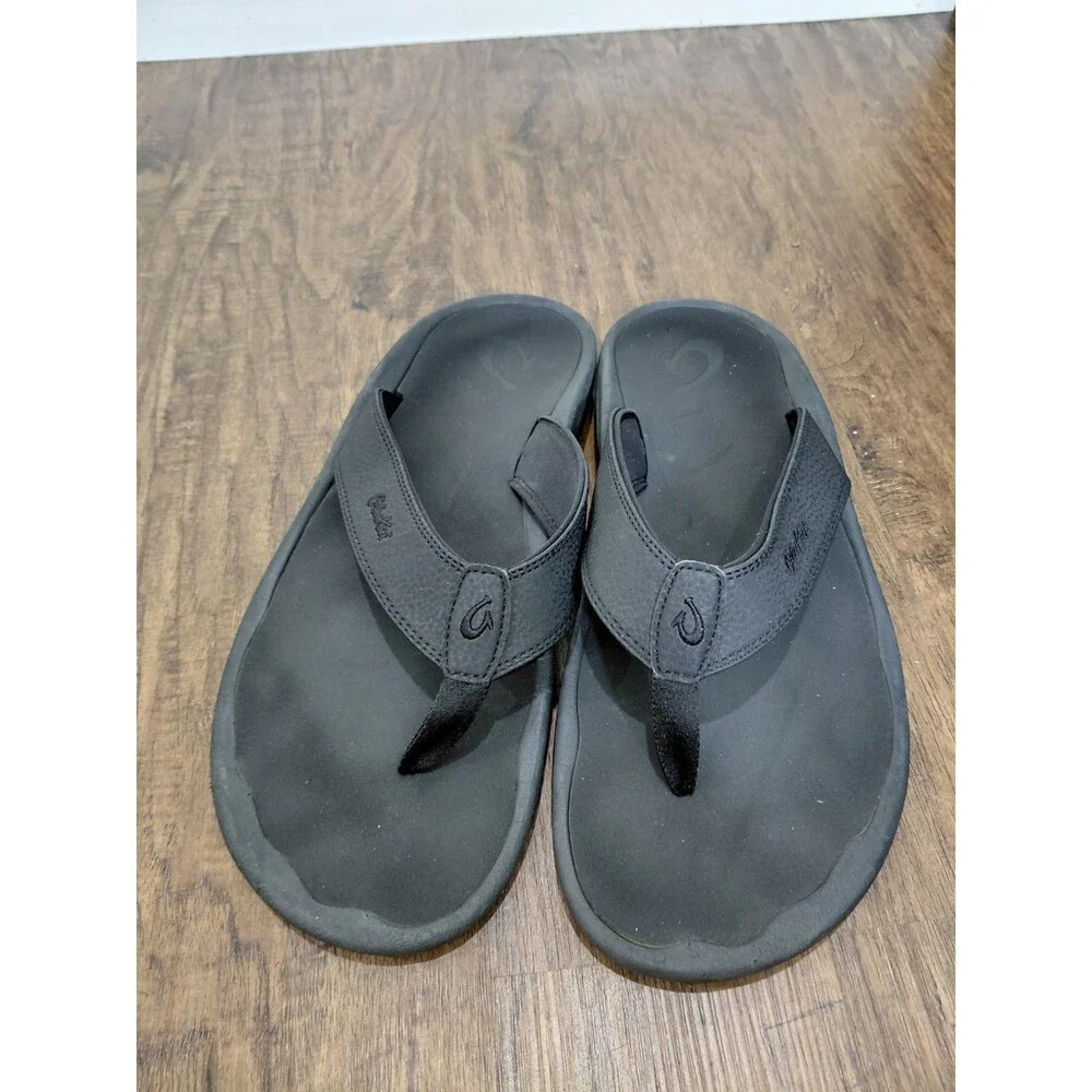 OluKai Ohana Men's Beach Sandals - Black, US 13